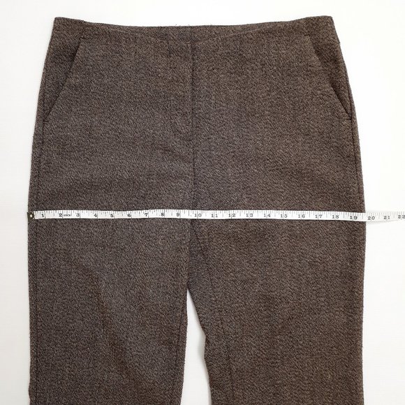 ANNE KLEIN Straight Leg Office Trouser in Chocolate Brown & Cream Wool Blend - Picture 5 of 16